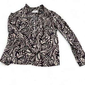 BA&SH White and Black Patterned Blouse